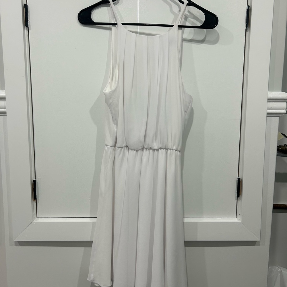 Blue Rain by Francesca’s white mini dress